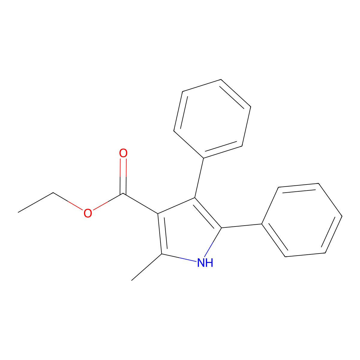 Ethyl 2-methyl-4,5-diphenyl-1H-pyrrole-3-carboxylate molecular structure, CAS 3274-64-4