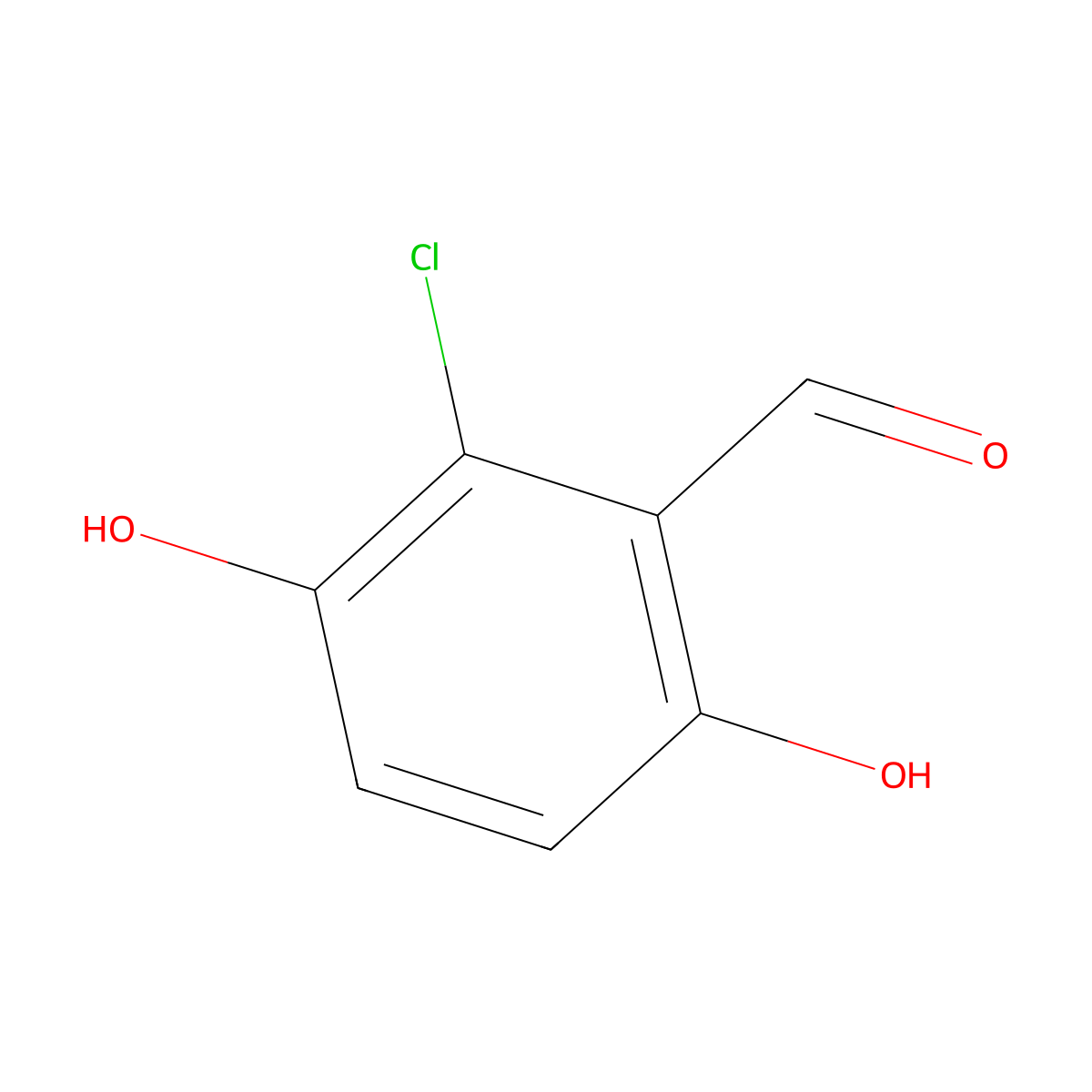 2-Chloro-3,6-dihydroxybenzaldehyde molecular structure, CAS 32744-84-6