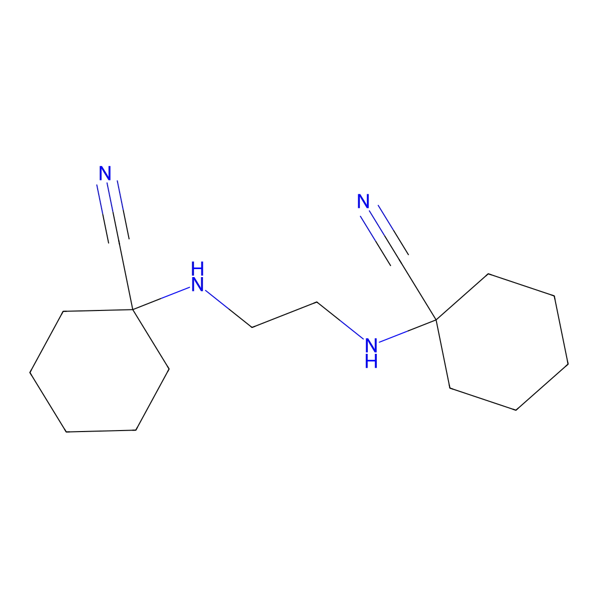 1-({2-[(1-Cyanocyclohexyl)amino]ethyl}amino)cyclohexanecarbonitrile molecular structure, CAS 32746-33-1