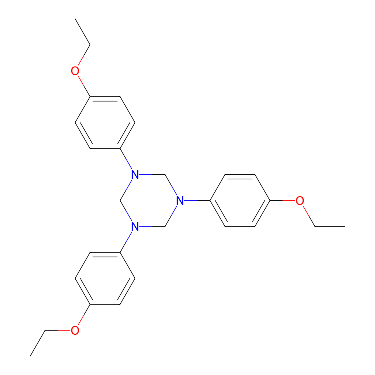 1,3,5-Tris(4-ethoxyphenyl)-1,3,5-triazinane molecular structure, CAS 32752-36-6