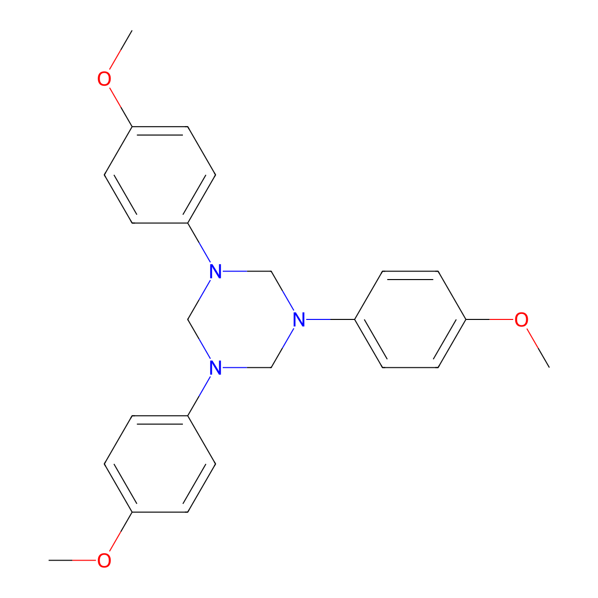 1,3,5-Triazine, hexahydro-1,3,5-tris(4-methoxyphenyl)- molecular structure, CAS 32752-37-7