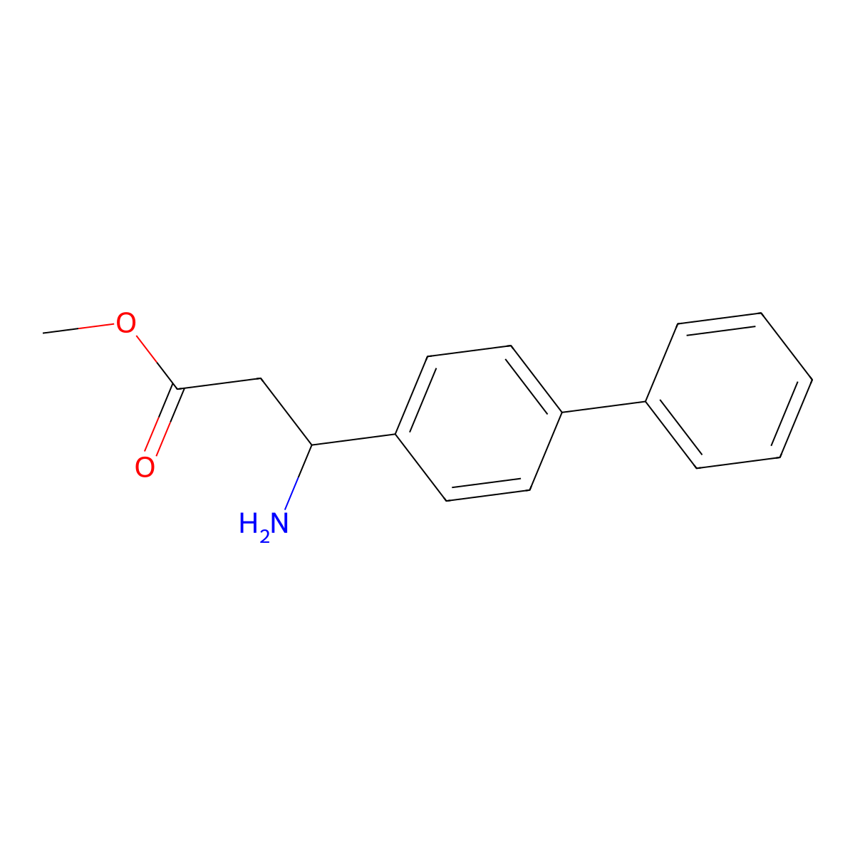 Methyl (3R)-3-amino-3-(4-phenylphenyl)propanoate molecular structure, CAS 327617-81-2