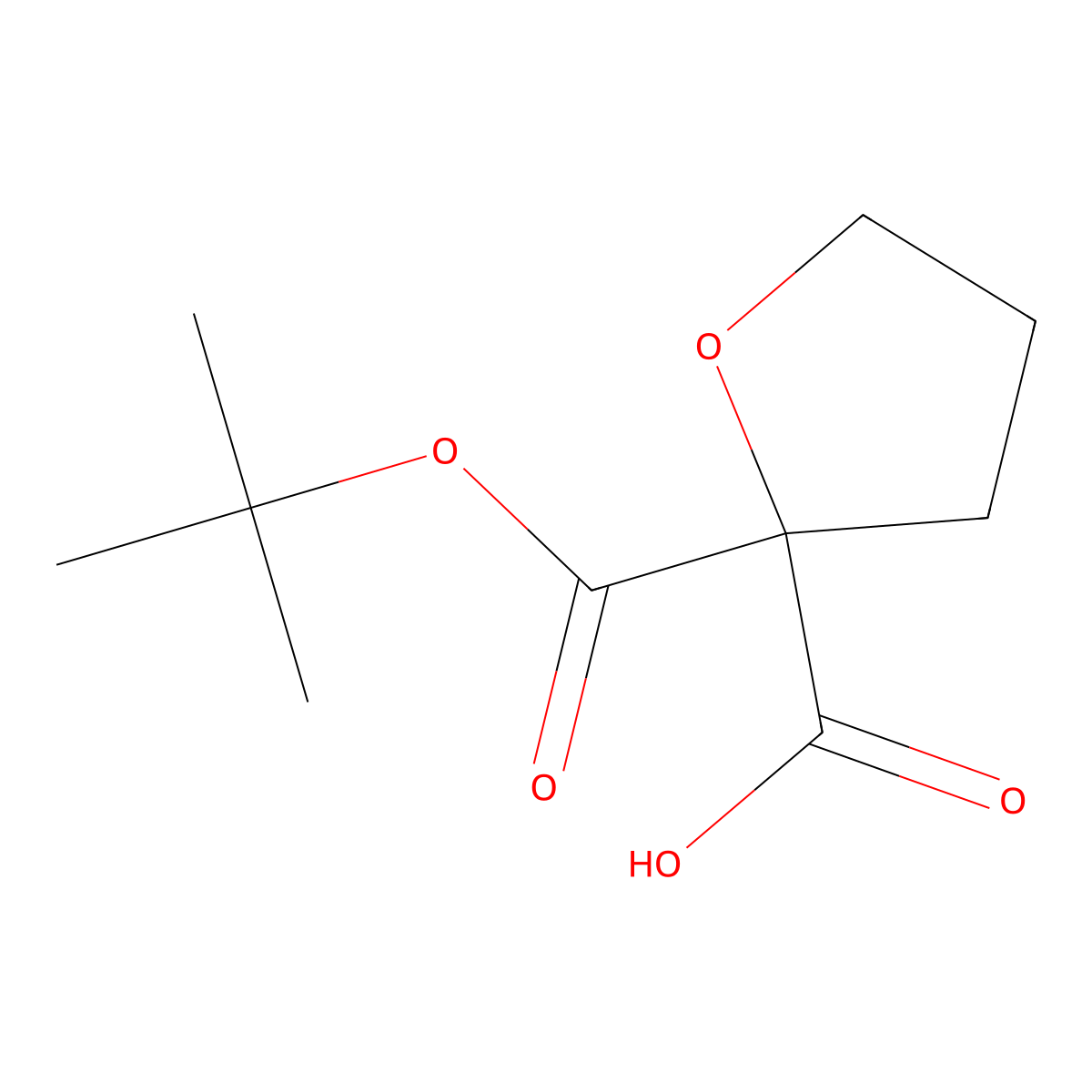 2-[(Tert-butoxy)carbonyl]oxolane-2-carboxylic acid molecular structure, CAS 327618-38-2