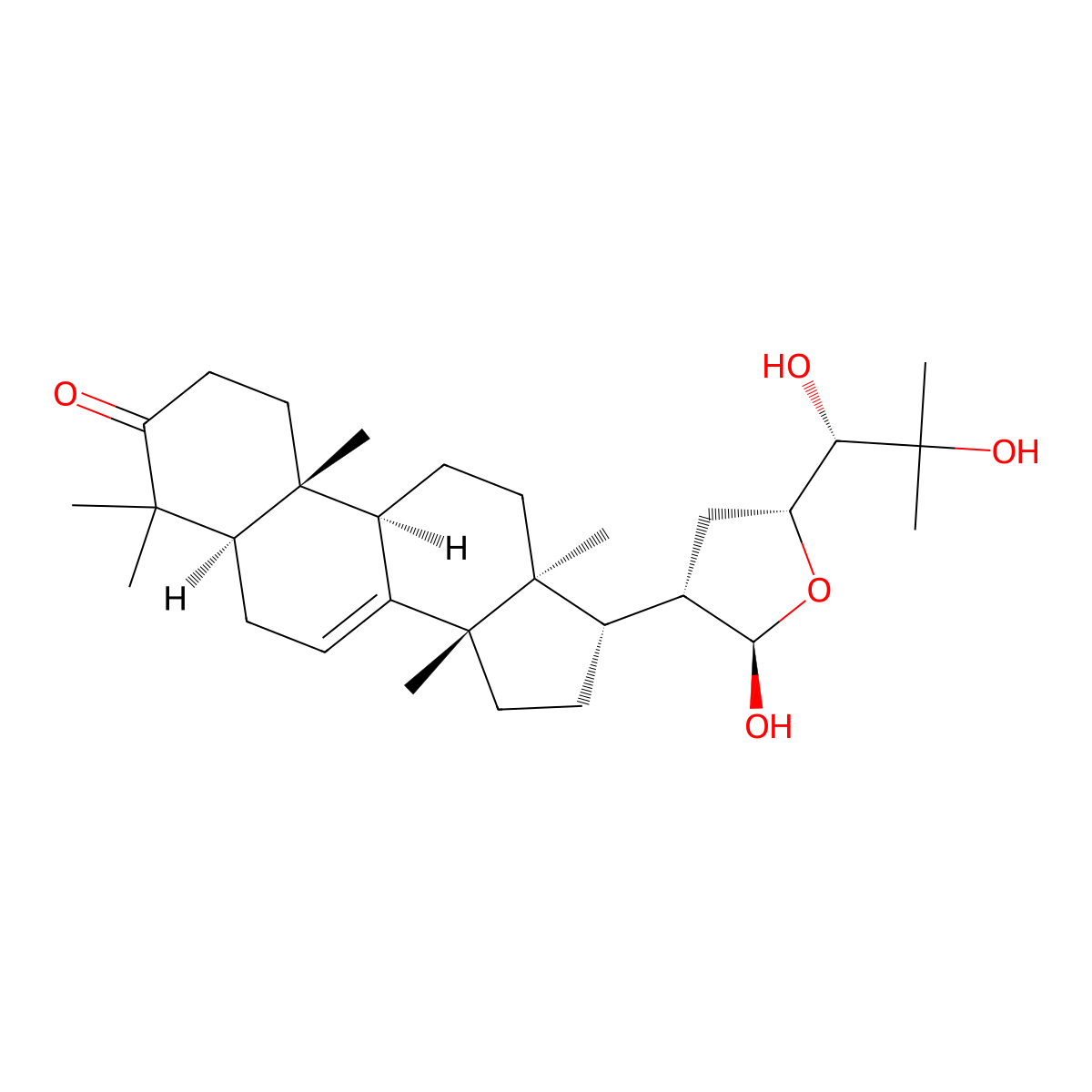 (13alpha,14beta,17alpha,20S,21R,23R,24S)-21,23-Epoxy-21,24,25-trihydroxylanost-7-en-3-one molecular structure, CAS 32764-64-0