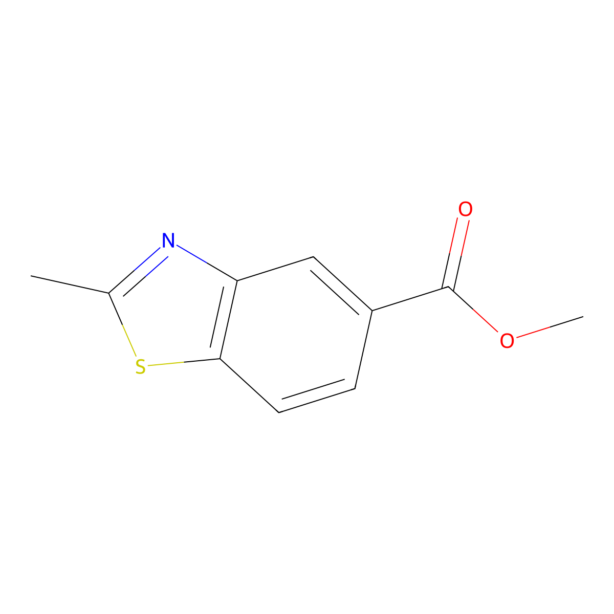 Methyl 2-methyl-5-benzothiazolecarboxylate molecular structure, CAS 32770-98-2