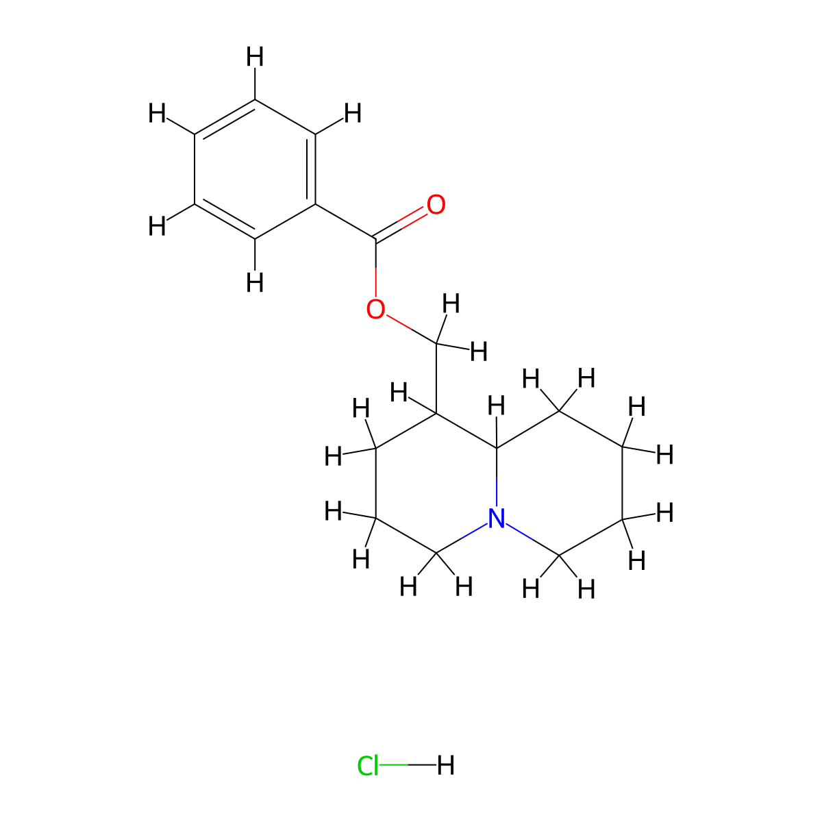 (Octahydro-2H-quinolizin-1-yl)methyl benzoate--hydrogen chloride (1/1) molecular structure, CAS 32772-43-3