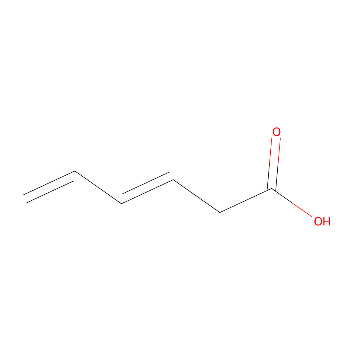 (3E)-3,5-Hexadienoic acid molecular structure, CAS 32775-95-4