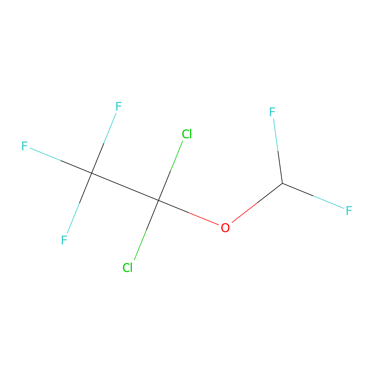 1,1-Dichloro-2,2,2-trifluoroethyl difluoromethyl ether molecular structure, CAS 32778-07-7