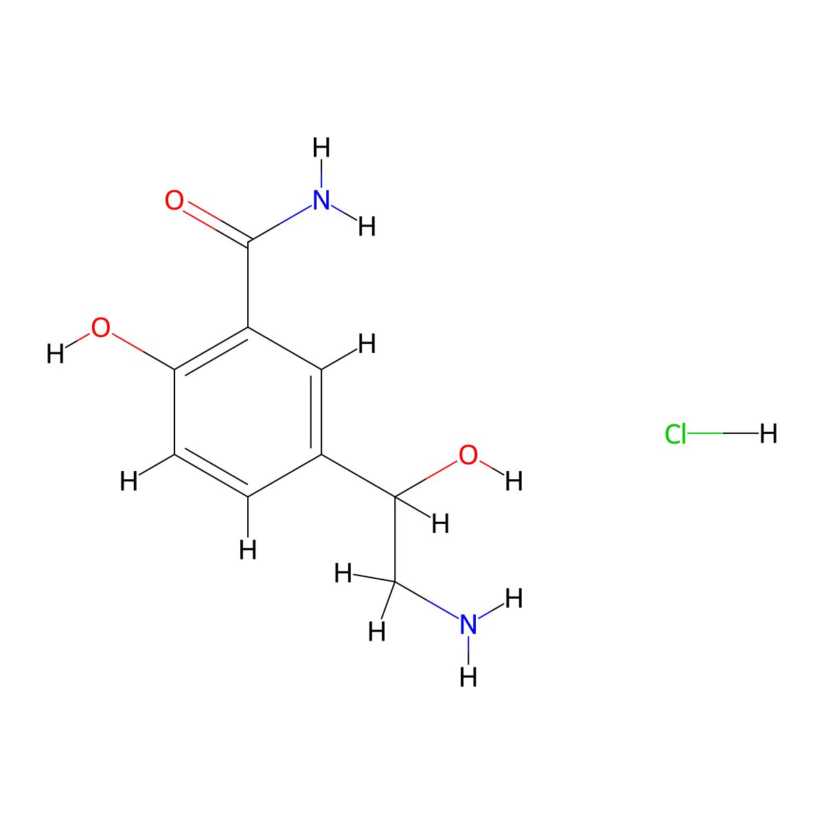 5-(2-Amino-1-hydroxyethyl)-2-hydroxy-benzamideHydrochloride molecular structure, CAS 32780-65-7