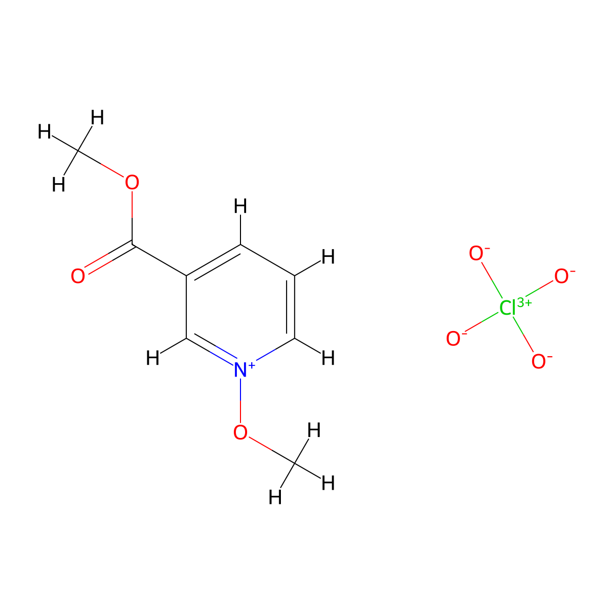 1-Methoxy-3-(methoxycarbonyl)pyridin-1-ium perchlorate molecular structure, CAS 32785-04-9