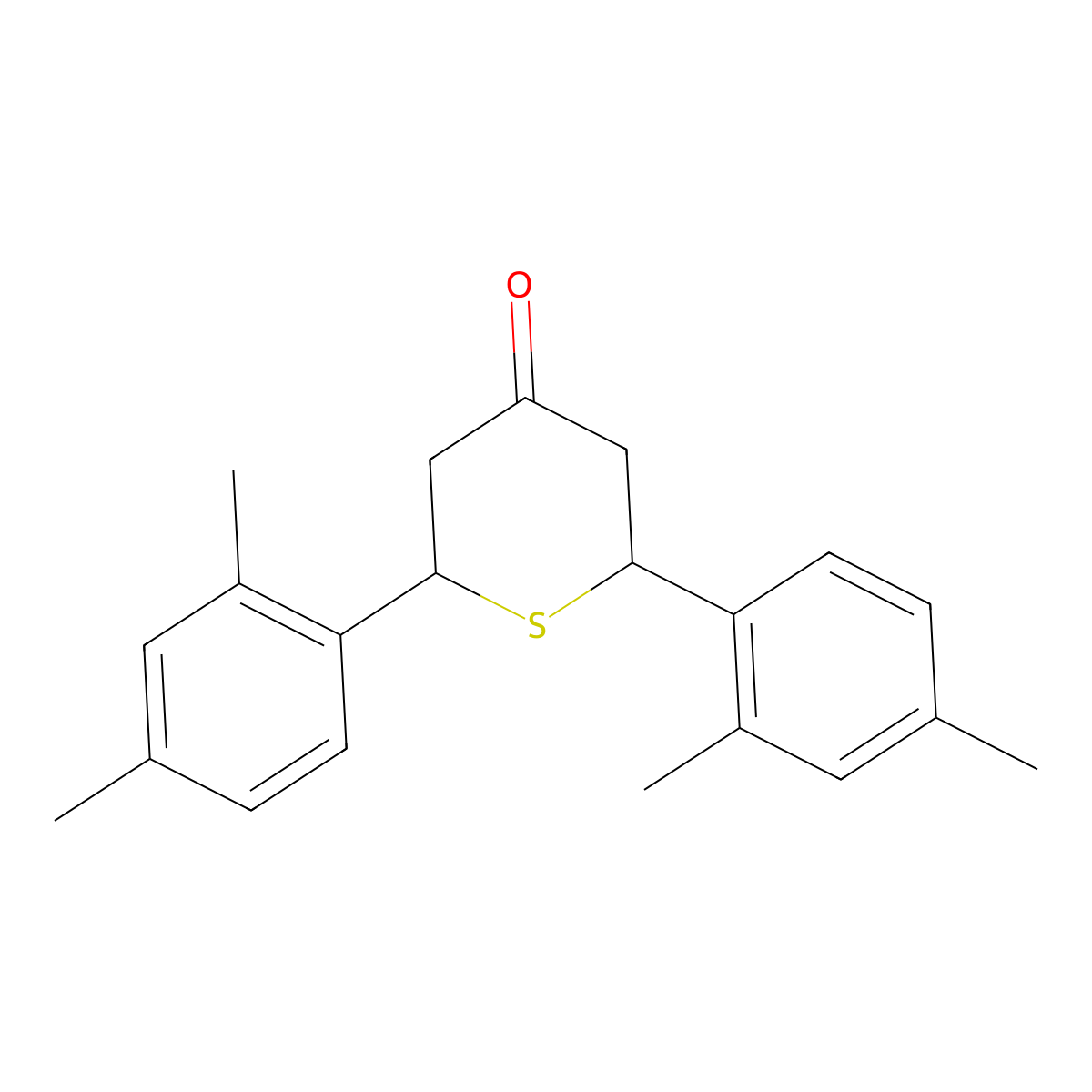 2,6-Bis(2,4-dimethylphenyl)thian-4-one molecular structure, CAS 327971-07-3