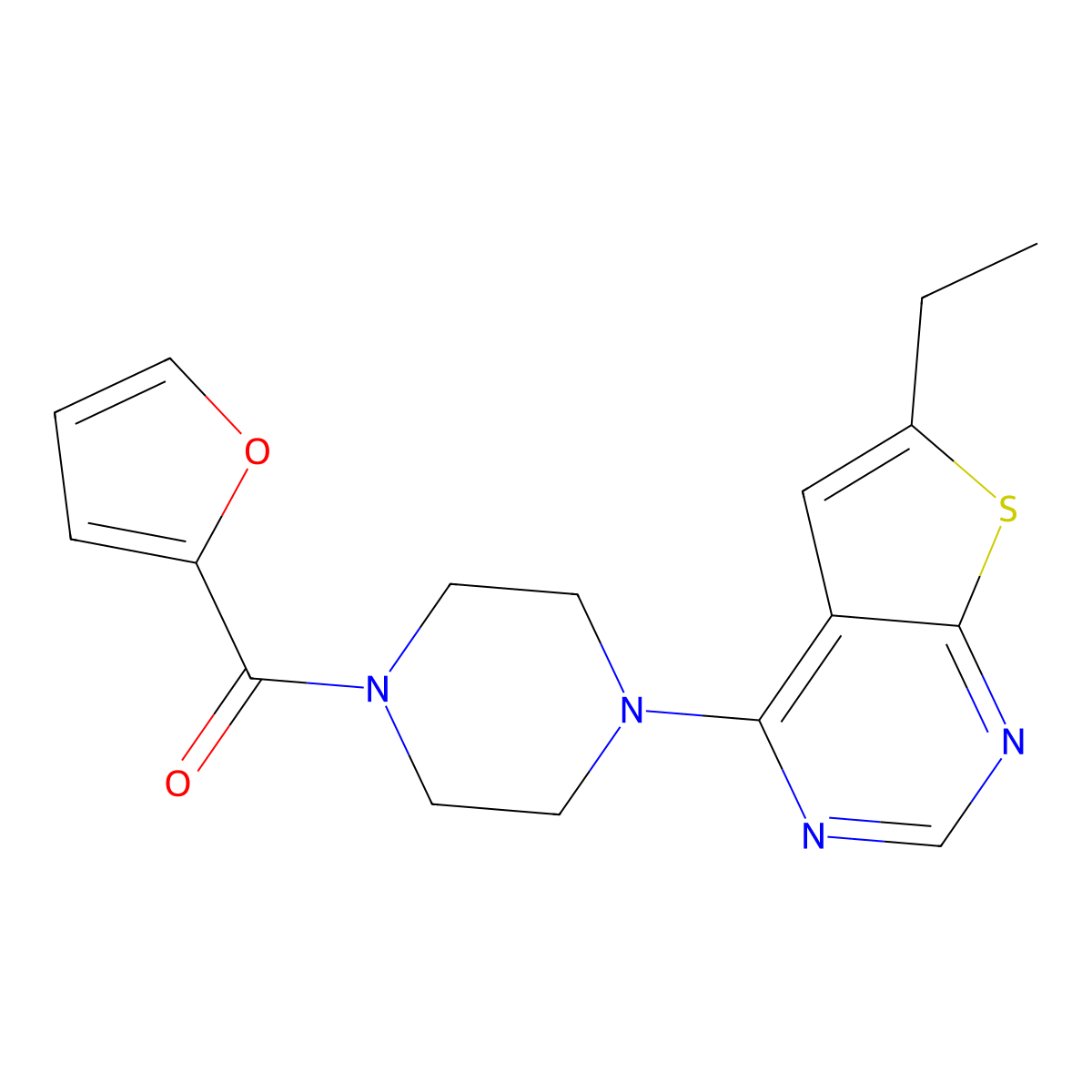 4-(6-Ethylthiopheno[3,2-e]pyrimidin-4-yl)piperazinyl 2-furyl ketone molecular structure, CAS 327971-22-2