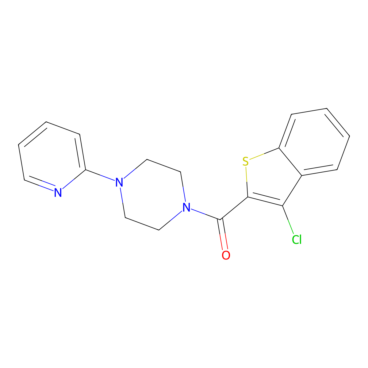 (3-Chloro-1-benzothiophen-2-yl)-(4-pyridin-2-ylpiperazin-1-yl)methanone molecular structure, CAS 327971-26-6