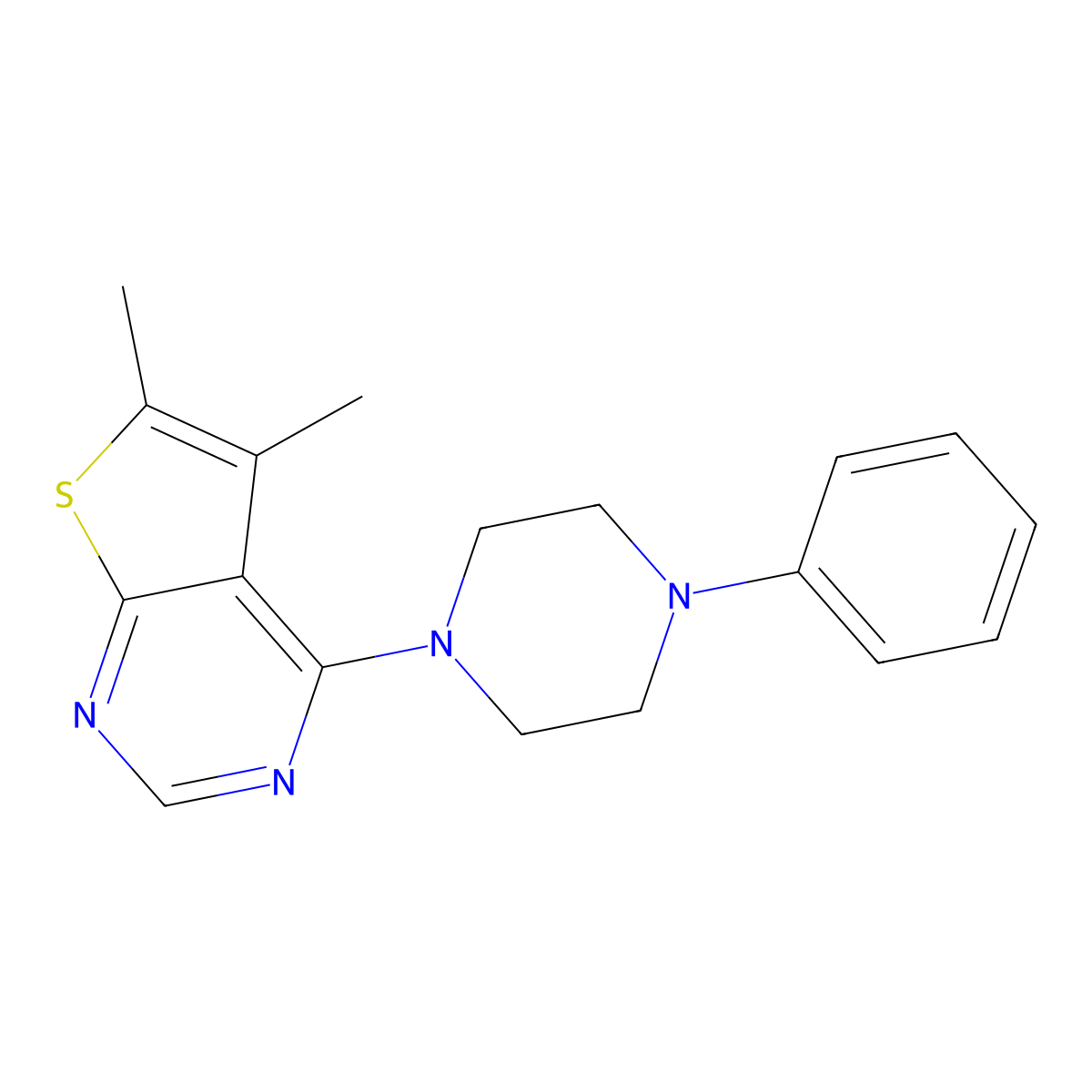 5,6-Dimethyl-4-(4-phenylpiperazin-1-yl)thieno[2,3-d]pyrimidine molecular structure, CAS 327971-27-7