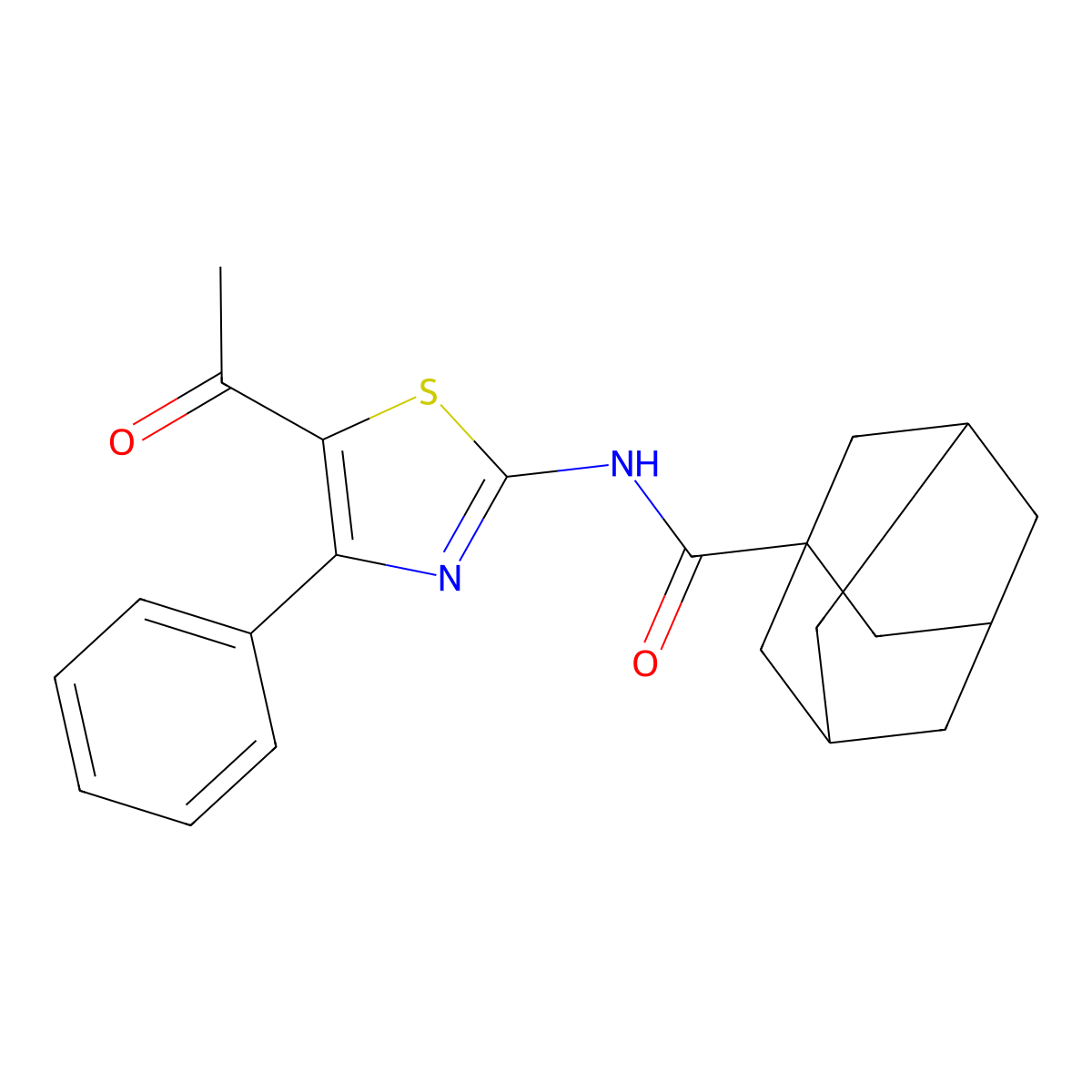 N-(5-acetyl-4-phenyl-1,3-thiazol-2-yl)adamantane-1-carboxamide molecular structure, CAS 327971-29-9