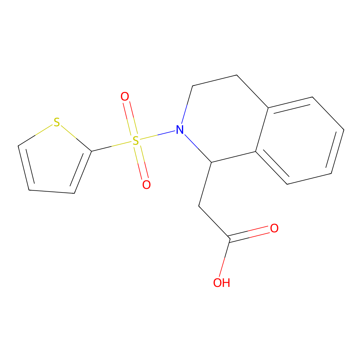 2-[2-(Thiophene-2-sulfonyl)-1,2,3,4-tetrahydroisoquinolin-1-yl]acetic acid molecular structure, CAS 327971-33-5