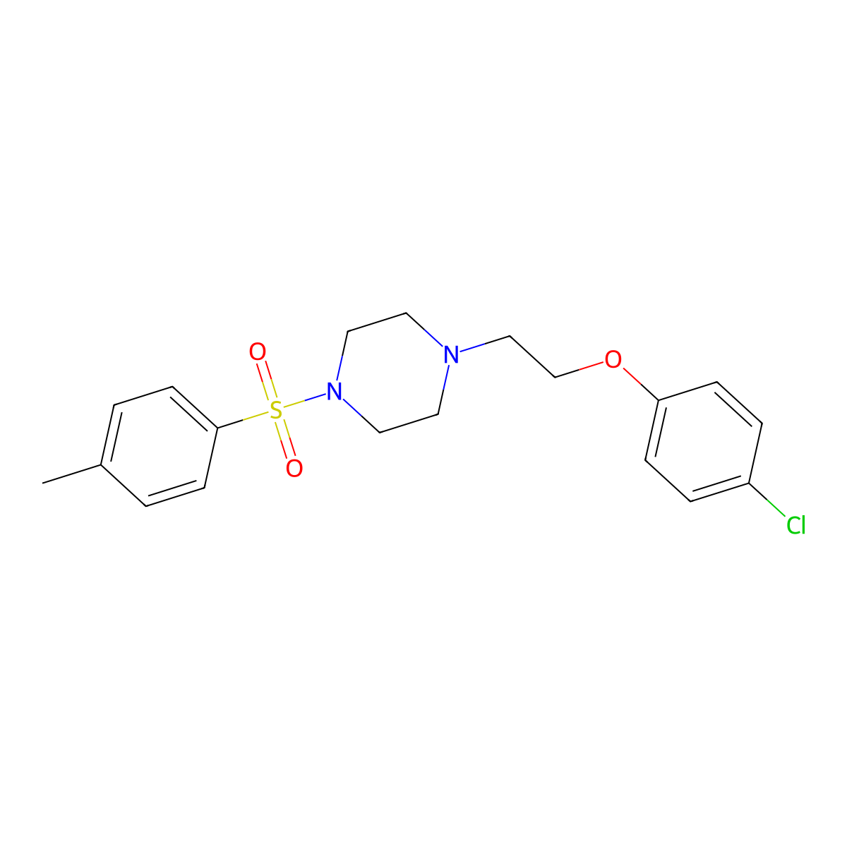 1-(2-(4-Chlorophenoxy)ethyl)-4-tosylpiperazine molecular structure, CAS 327971-34-6