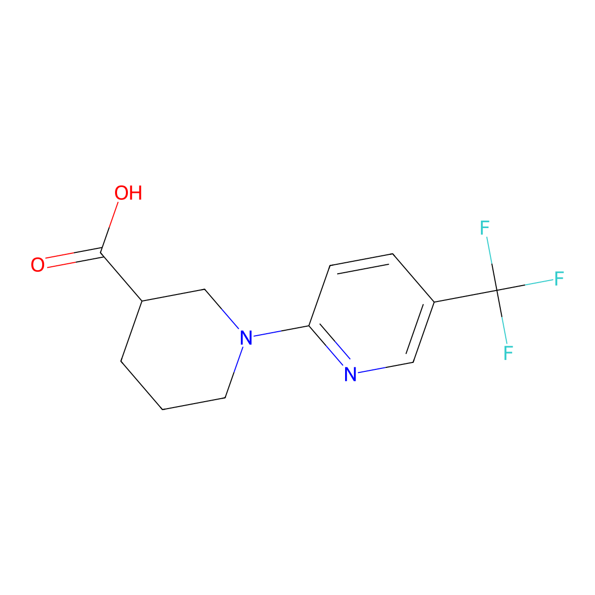 1-(5-(Trifluoromethyl)pyridin-2-yl)piperidine-3-carboxylic acid molecular structure, CAS 327971-41-5