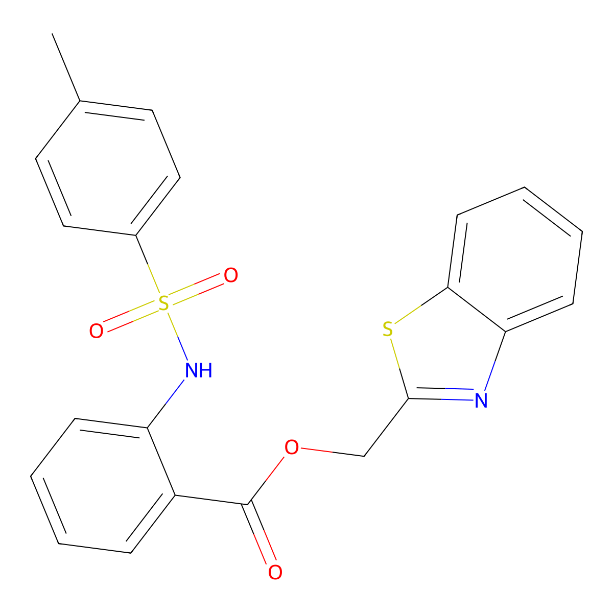 (1,3-Benzothiazol-2-yl)methyl 2-(4-methylbenzenesulfonamido)benzoate molecular structure, CAS 327971-90-4