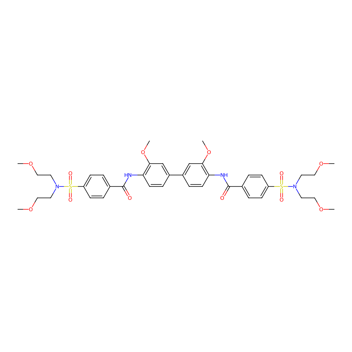 4-[bis(2-methoxyethyl)sulfamoyl]-N-[4-[4-[[4-[bis(2-methoxyethyl)sulfamoyl]benzoyl]amino]-3-methoxyphenyl]-2-methoxyphenyl]benzamide molecular structure, CAS 327973-29-5