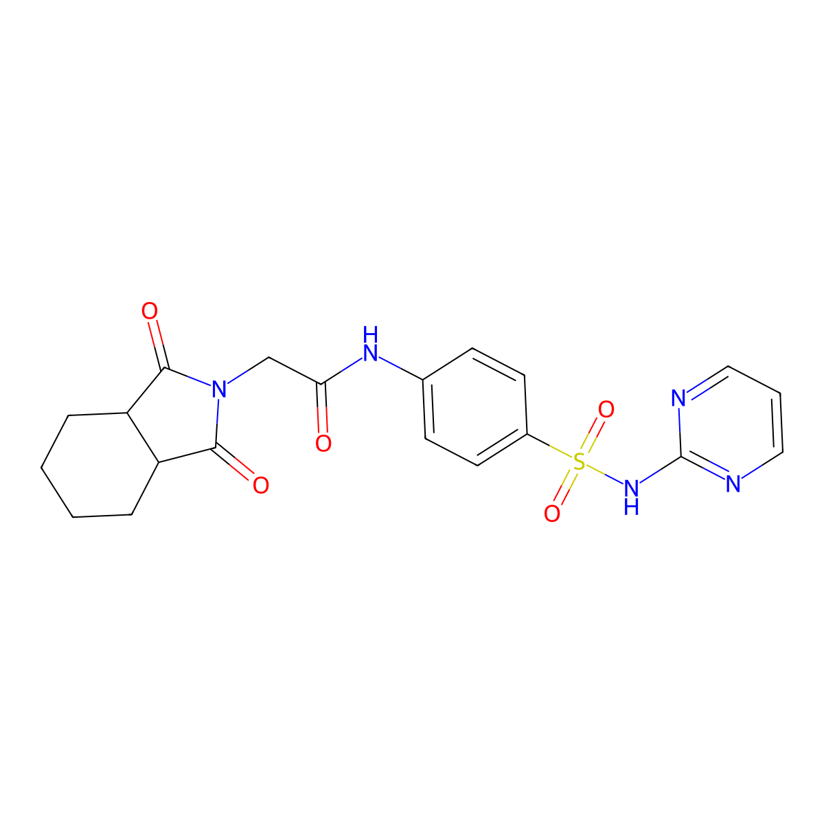 2-(1,3-dioxooctahydro-2H-isoindol-2-yl)-N-[4-(pyrimidin-2-ylsulfamoyl)phenyl]acetamide molecular structure, CAS 327973-57-9