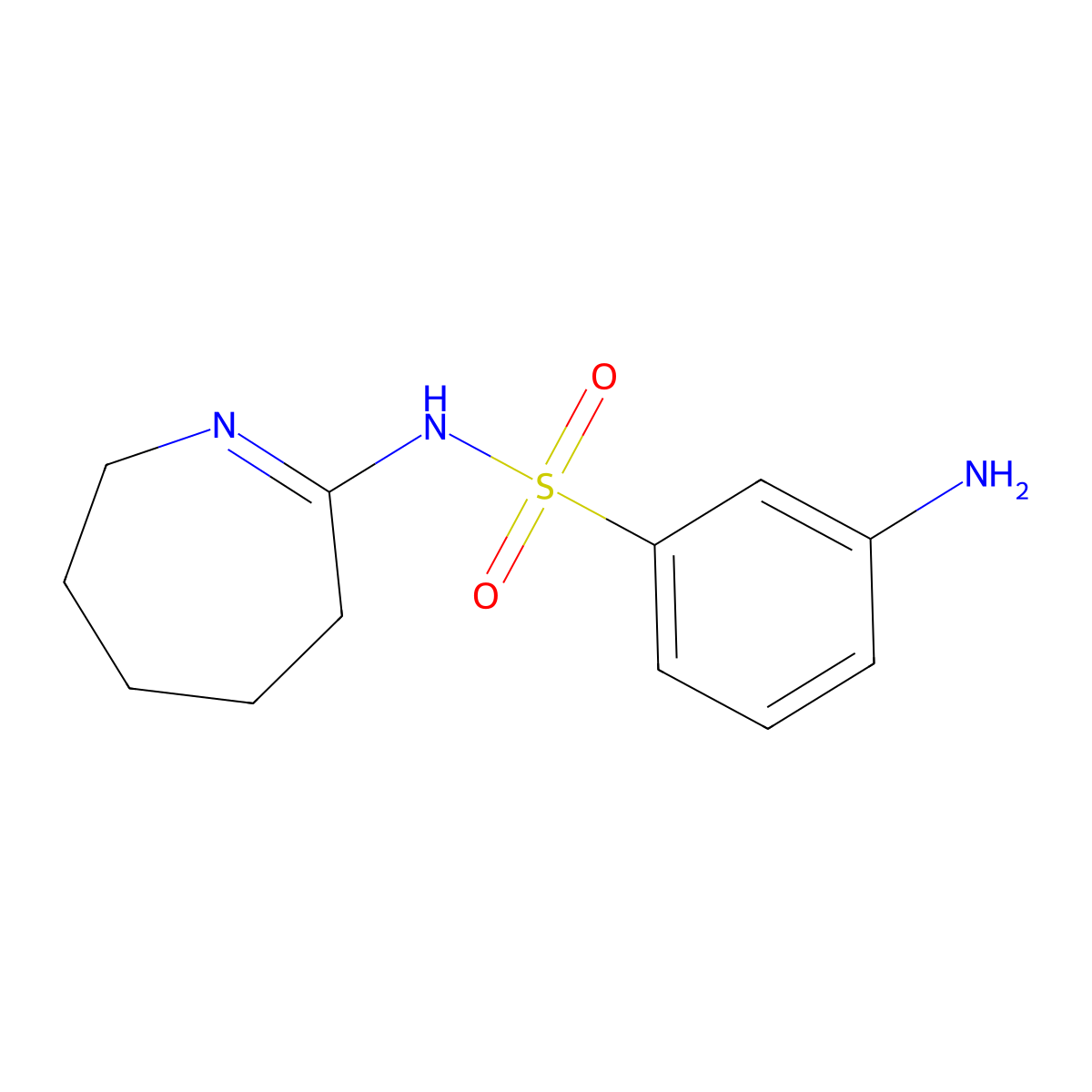 3-amino-N-(azepan-2-ylidene)benzene-1-sulfonamide molecular structure, CAS 327974-46-9