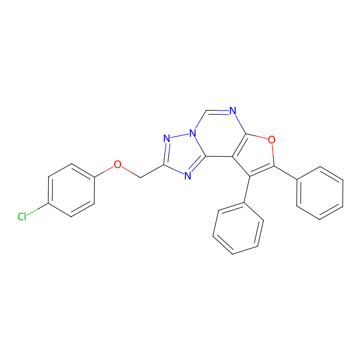 2-[(4-Chlorophenoxy)methyl]-8,9-diphenylfuro[3,2-e][1,2,4]triazolo[1,5-c]pyrimidine molecular structure, CAS 327974-65-2