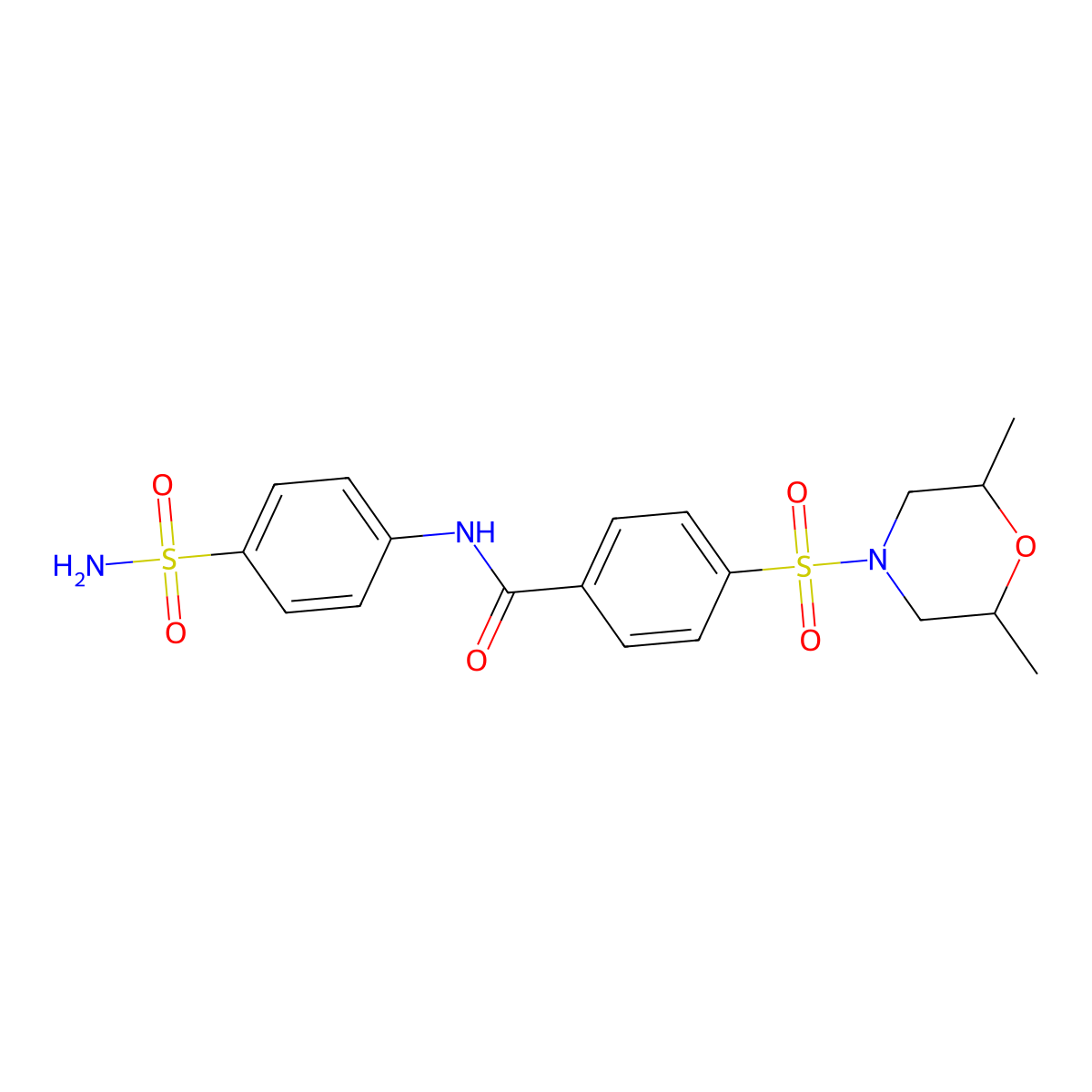 4-((2,6-dimethylmorpholino)sulfonyl)-N-(4-sulfamoylphenyl)benzamide molecular structure, CAS 327975-16-6