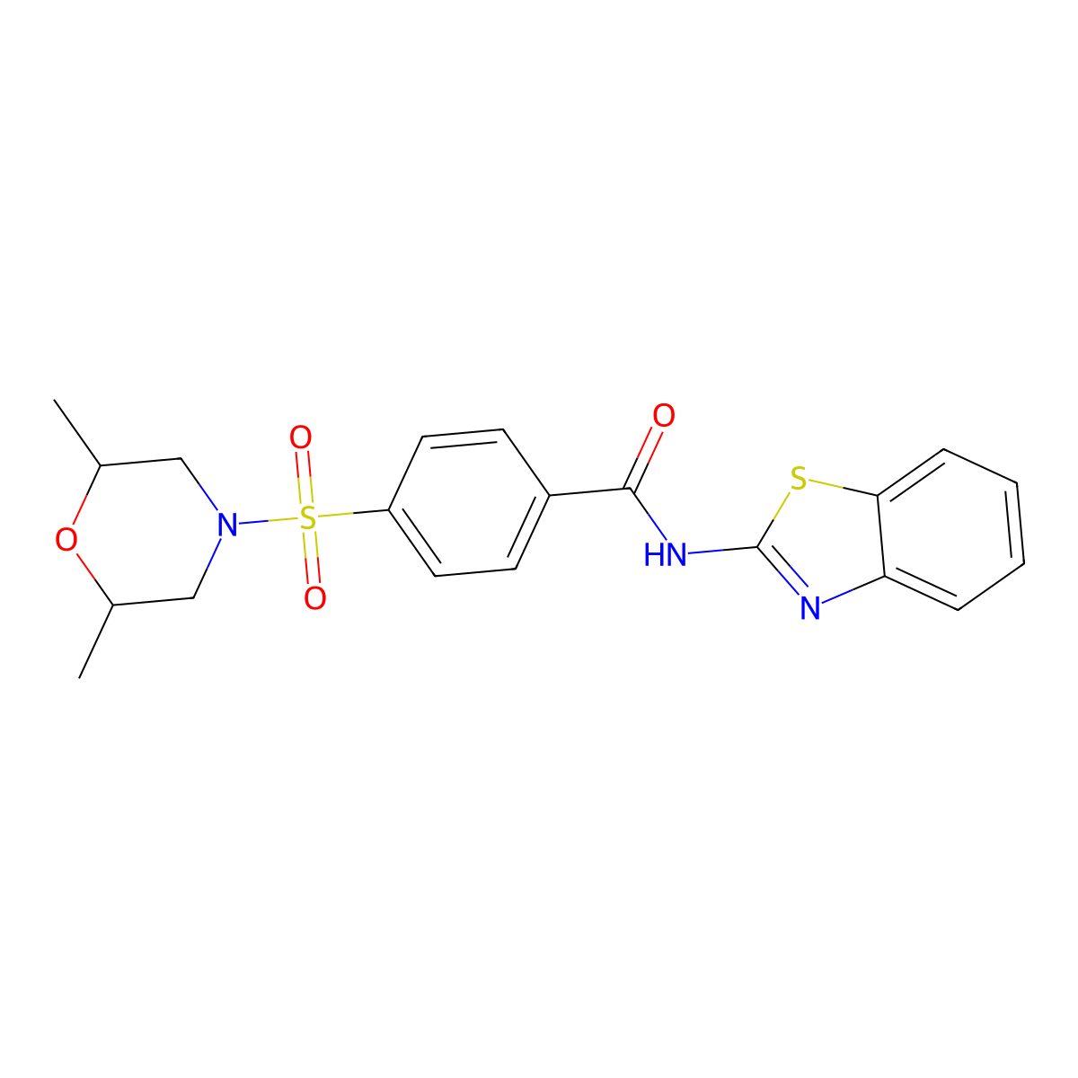 N-(1,3-benzothiazol-2-yl)-4-[(2,6-dimethylmorpholin-4-yl)sulfonyl]benzamide molecular structure, CAS 327975-23-5