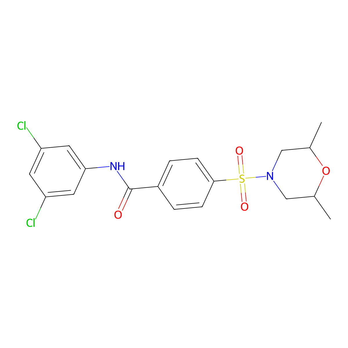 N-(3,5-dichlorophenyl)-4-((2,6-dimethylmorpholino)sulfonyl)benzamide molecular structure, CAS 327975-24-6