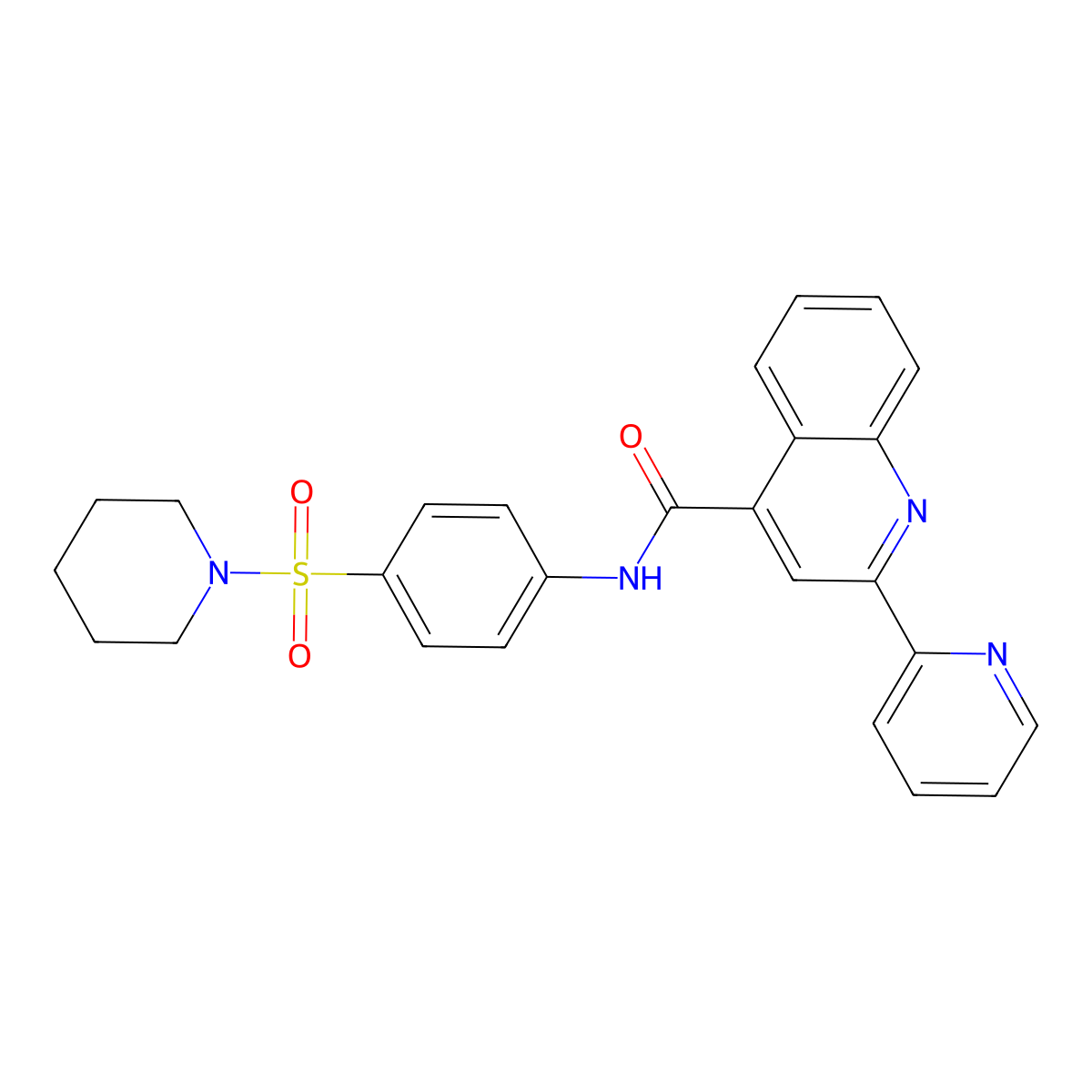 N-[4-(piperidine-1-sulfonyl)phenyl]-2-(pyridin-2-yl)quinoline-4-carboxamide molecular structure, CAS 327976-69-2