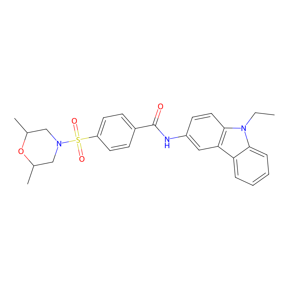 4-(2,6-dimethylmorpholin-4-yl)sulfonyl-N-(9-ethylcarbazol-3-yl)benzamide molecular structure, CAS 327976-83-0