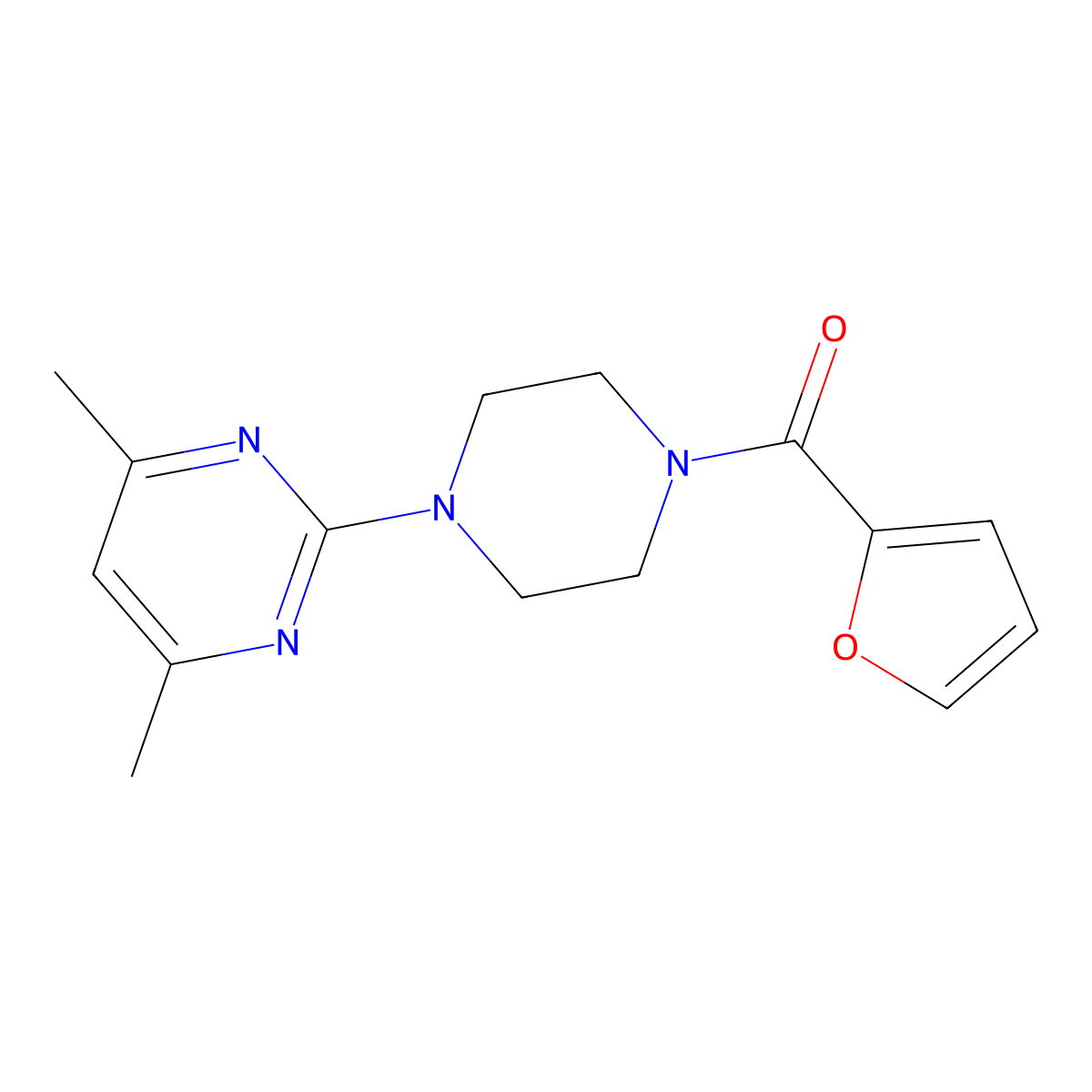 [4-(4,6-Dimethylpyrimidin-2-yl)piperazin-1-yl]-(furan-2-yl)methanone molecular structure, CAS 327978-75-6