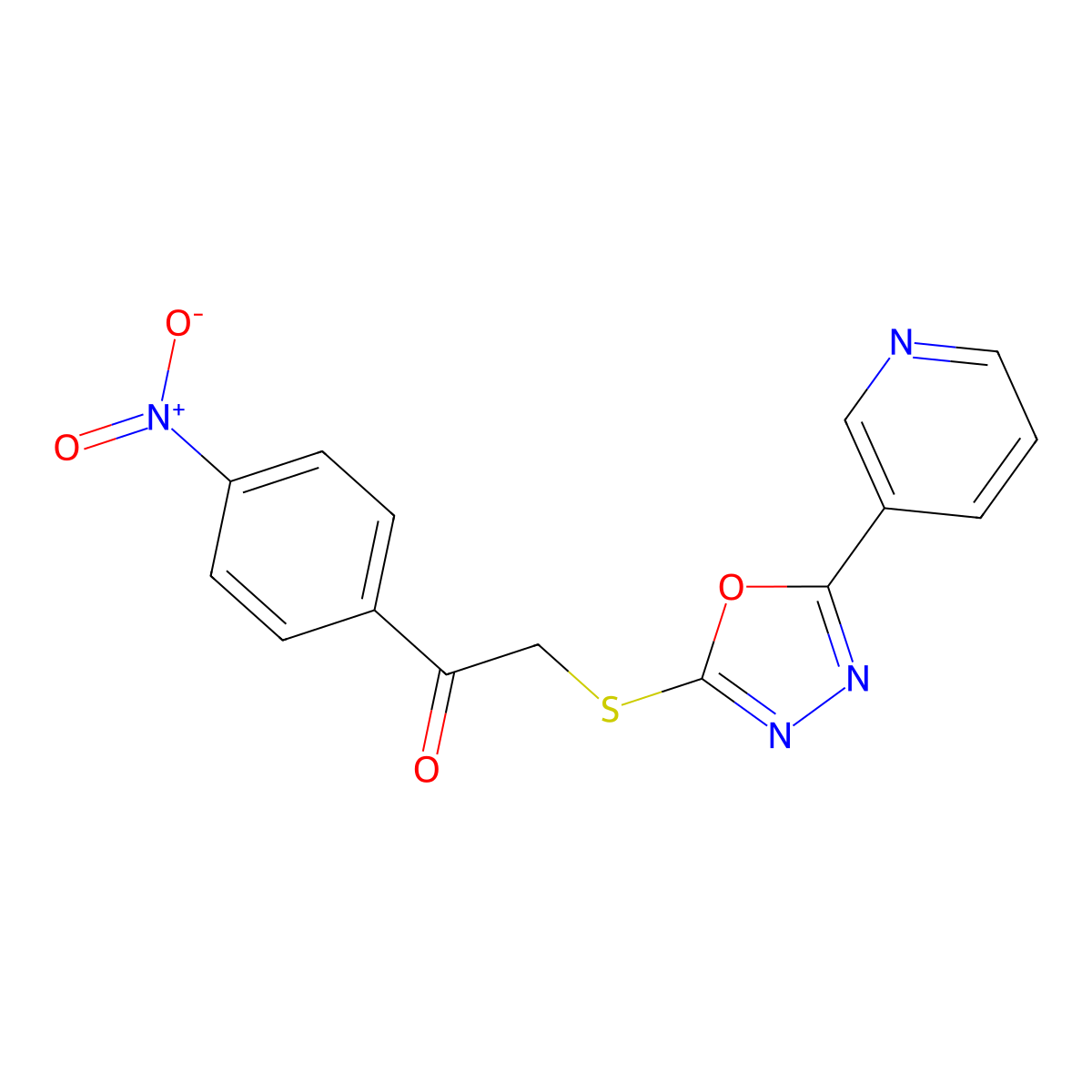 1-(4-Nitrophenyl)-2-[(5-pyridin-3-yl-1,3,4-oxadiazol-2-yl)sulfanyl]ethanone molecular structure, CAS 327978-83-6