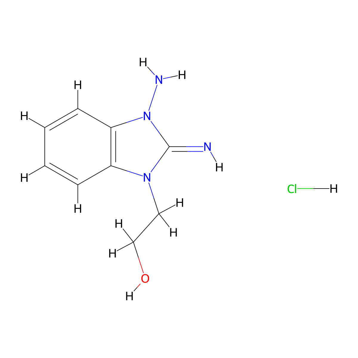 2-(3-amino-2-imino-2,3-dihydro-1H-benzimidazol-1-yl)ethanol hydrochloride molecular structure, CAS 327978-90-5