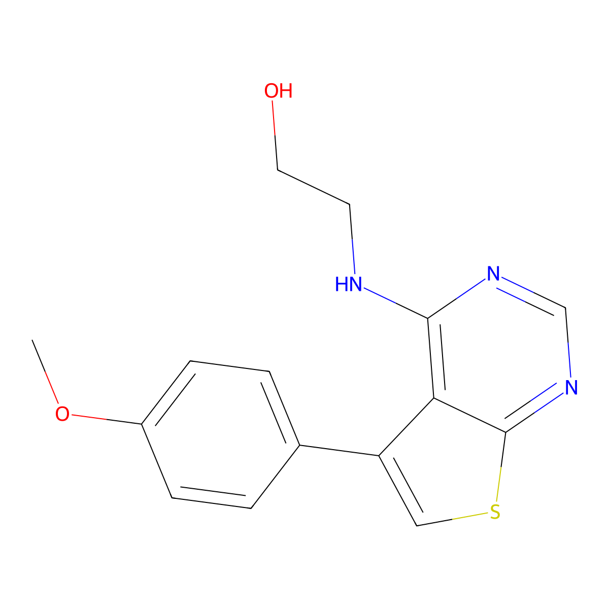 2-[[5-(4-Methoxyphenyl)thieno[2,3-d]pyrimidin-4-yl]amino]ethanol molecular structure, CAS 327979-10-2
