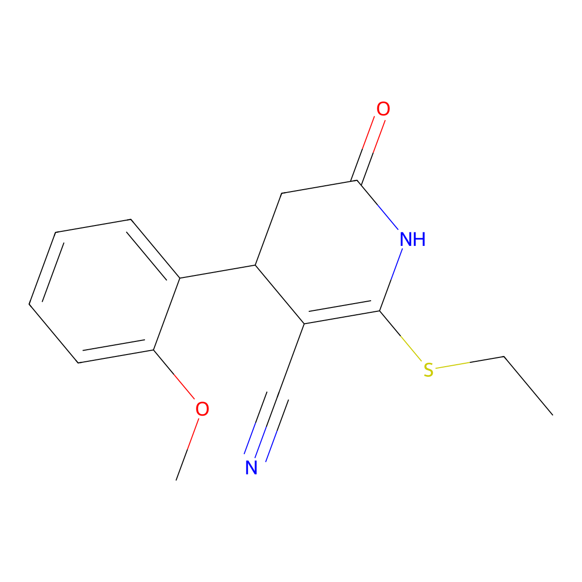 6-ethylsulfanyl-4-(2-methoxyphenyl)-2-oxo-3,4-dihydro-1H-pyridine-5-carbonitrile molecular structure, CAS 327979-60-2