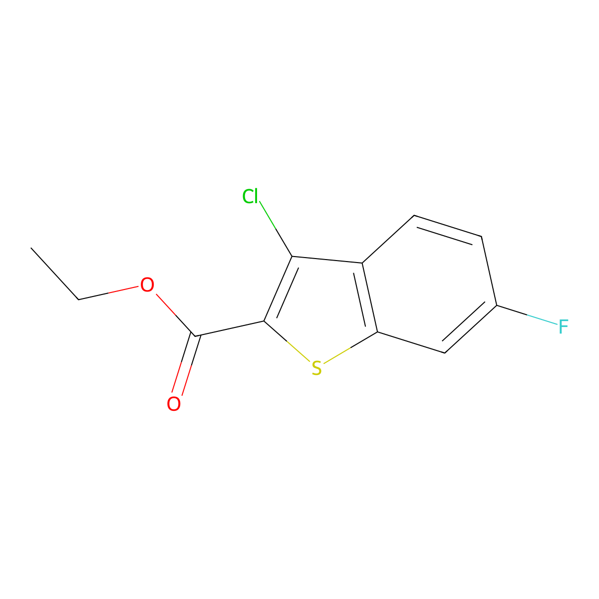 Ethyl 3-chloro-6-fluoro-1-benzothiophene-2-carboxylate molecular structure, CAS 327980-05-2