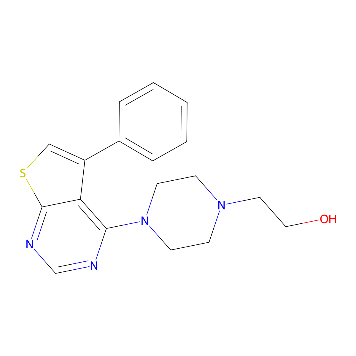 2-[4-(5-Phenylthieno[2,3-d]pyrimidin-4-yl)piperazin-1-yl]ethanol molecular structure, CAS 327980-21-2