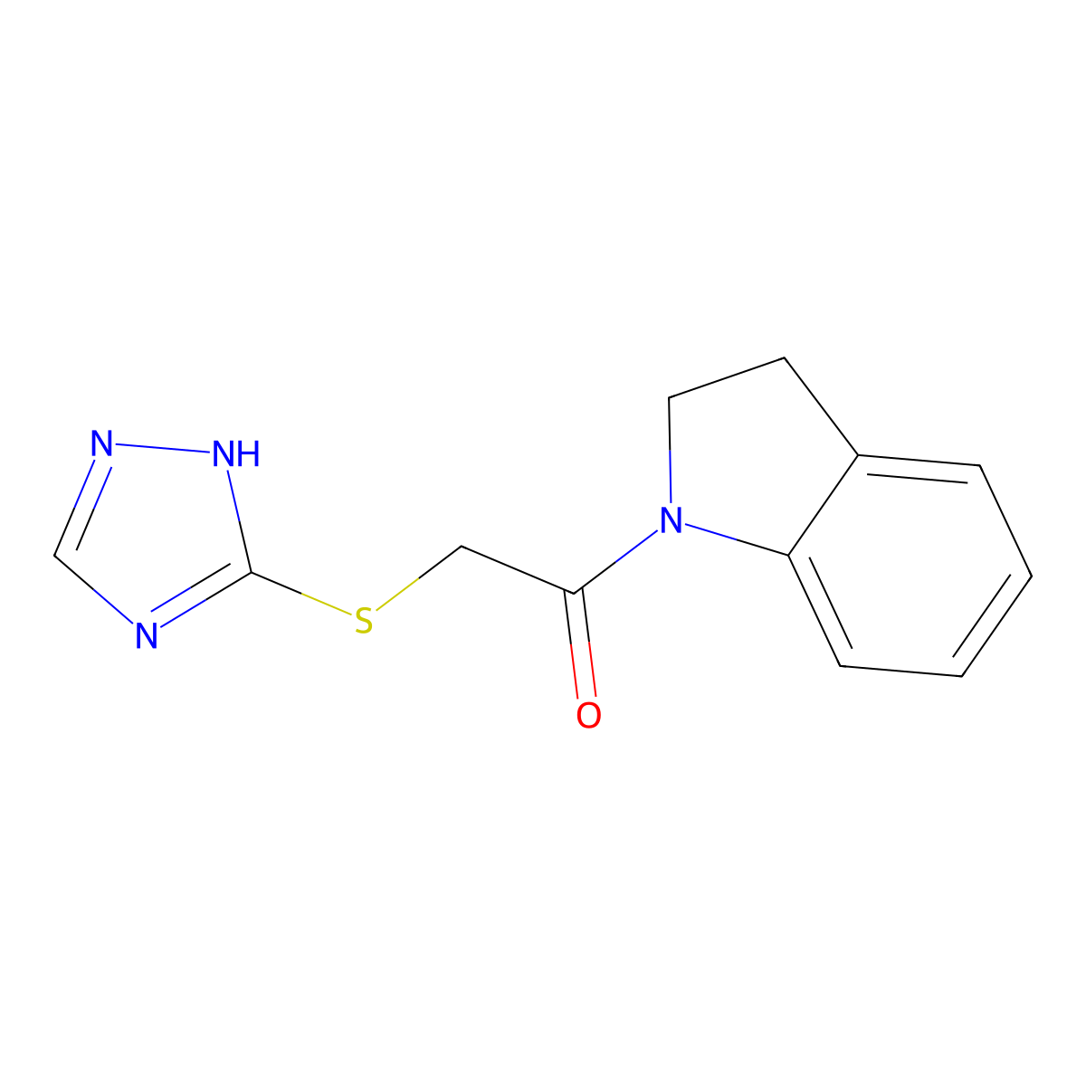 2-(4H-1,2,4-triazol-3-ylthio)-1-indolinylethan-1-one molecular structure, CAS 327980-34-7