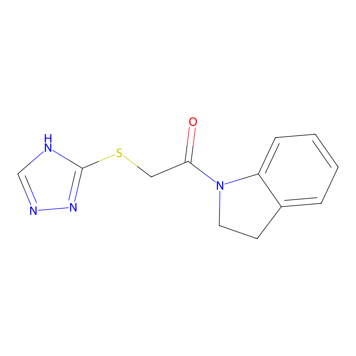 2-(4H-1,2,4-triazol-3-ylthio)-1-indolinylethan-1-one molecular structure, CAS 327980-34-7