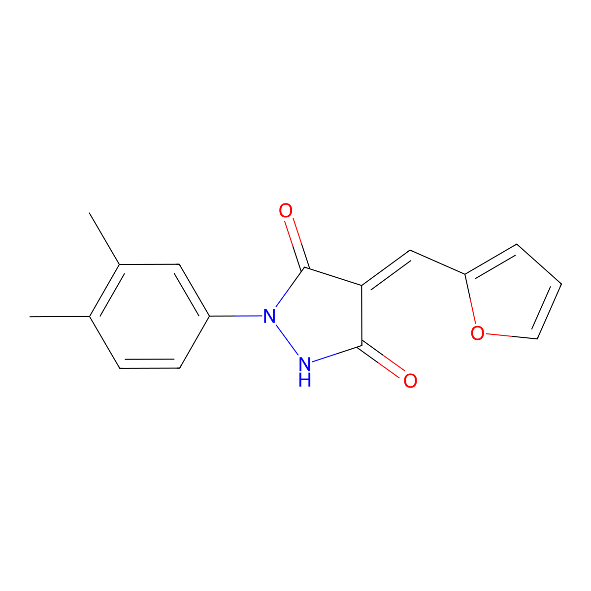 1-(3,4-Dimethylphenyl)-4-(2-furanylmethylene)-3,5-pyrazolidinedione molecular structure, CAS 327981-29-3