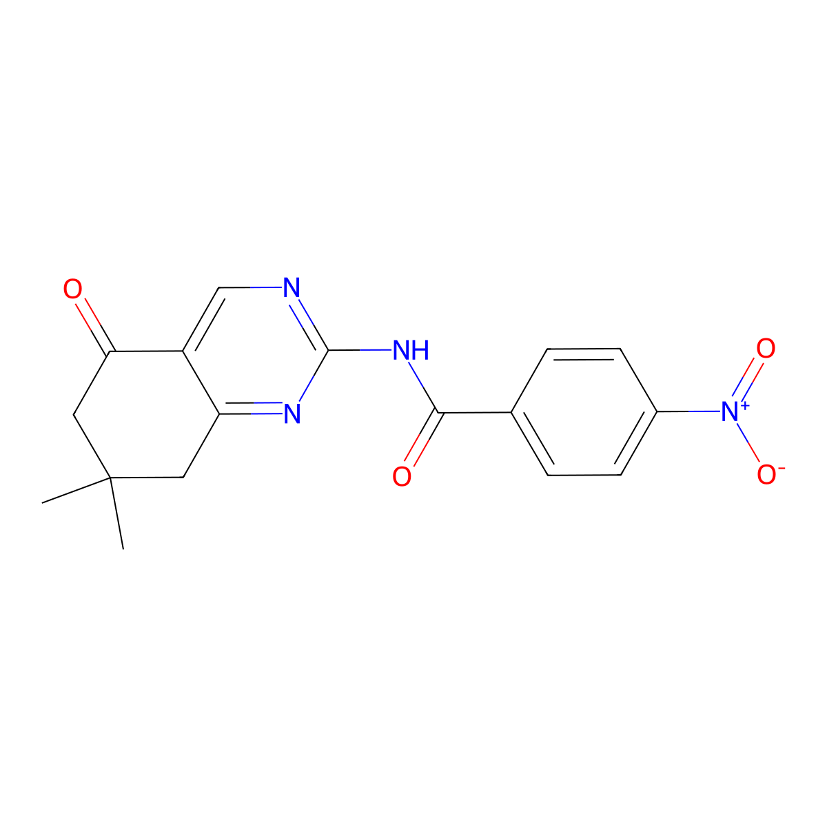 N-(7,7-dimethyl-5-oxo-5,6,7,8-tetrahydroquinazolin-2-yl)-4-nitrobenzamide molecular structure, CAS 327981-35-1