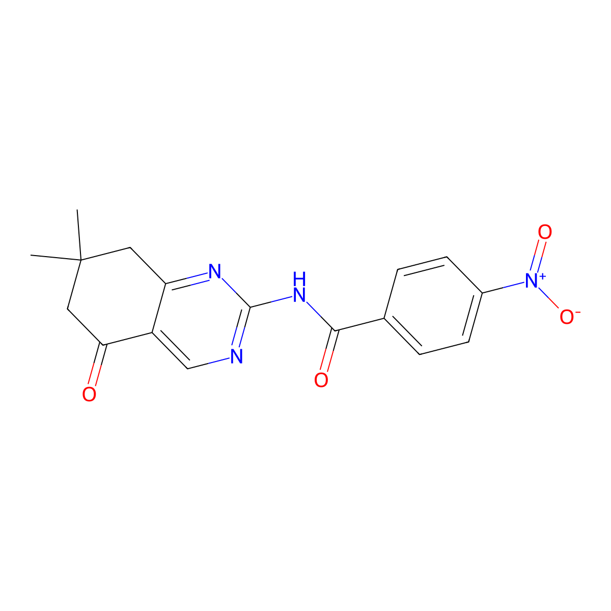 N-(7,7-dimethyl-5-oxo-5,6,7,8-tetrahydroquinazolin-2-yl)-4-nitrobenzamide molecular structure, CAS 327981-35-1