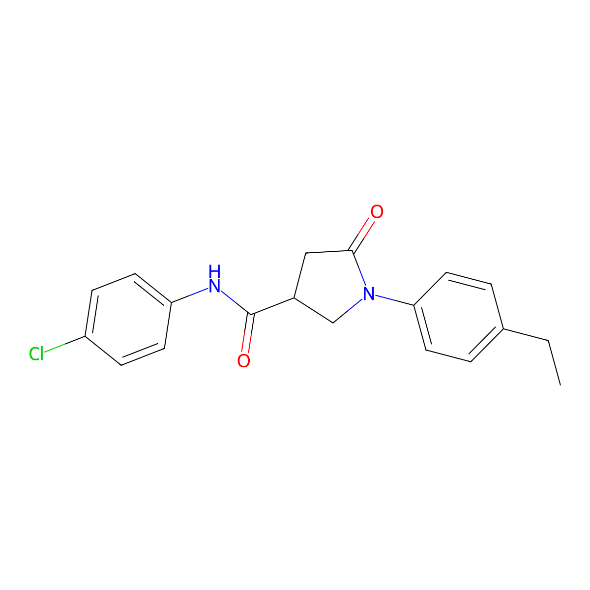 N-(4-chlorophenyl)-1-(4-ethylphenyl)-5-oxopyrrolidine-3-carboxamide molecular structure, CAS 327981-85-1