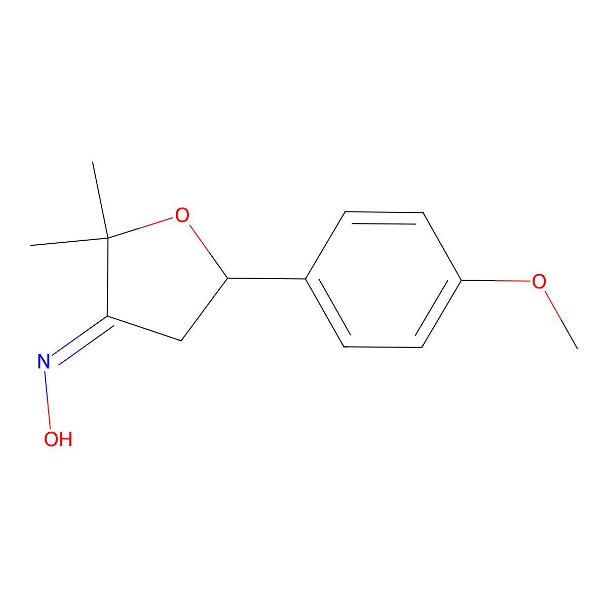 N-[5-(4-methoxyphenyl)-2,2-dimethyloxolan-3-ylidene]hydroxylamine molecular structure, CAS 327982-94-5