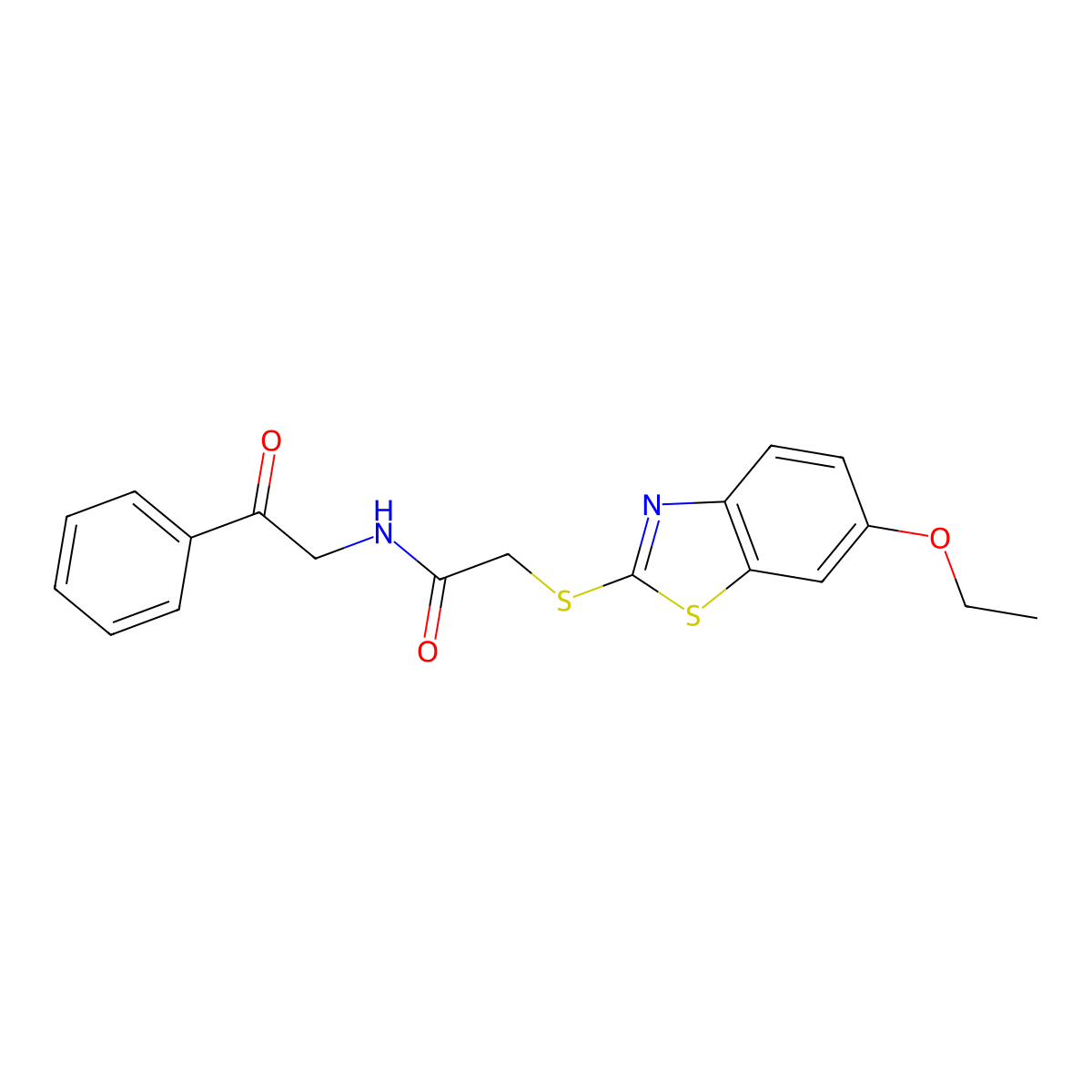 2-[(6-ethoxy-1,3-benzothiazol-2-yl)sulfanyl]-N-phenacylacetamide molecular structure, CAS 327983-29-9