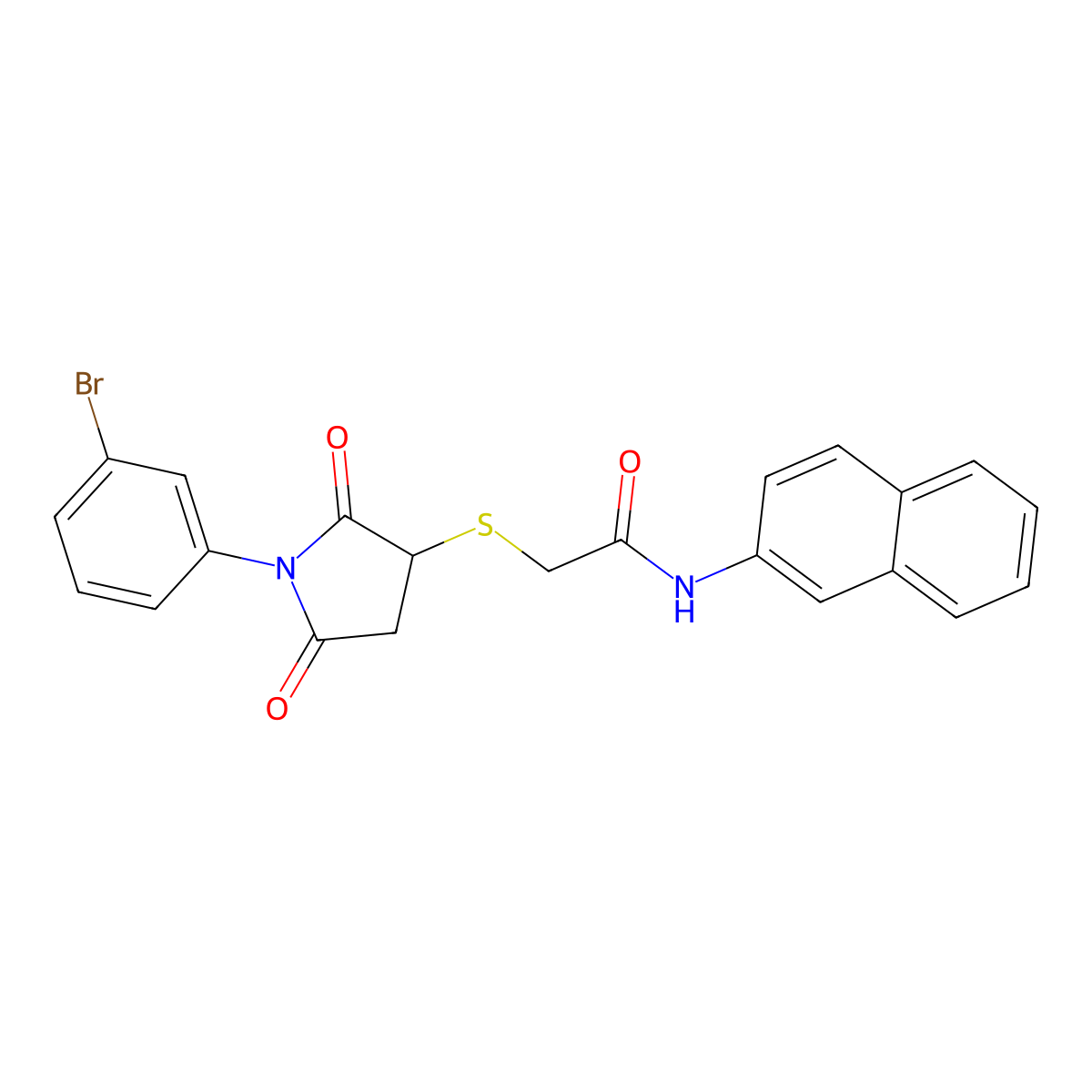 2-[1-(3-bromophenyl)-2,5-dioxopyrrolidin-3-yl]sulfanyl-N-naphthalen-2-ylacetamide molecular structure, CAS 327986-72-1