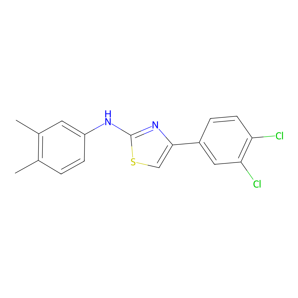 4-(3,4-dichlorophenyl)-N-(3,4-dimethylphenyl)-1,3-thiazol-2-amine molecular structure, CAS 327990-57-8