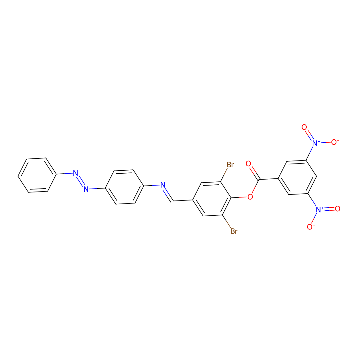 2,6-Dibromo-4-[(E)-({4-[(1E)-2-phenyldiazen-1-YL]phenyl}imino)methyl]phenyl 3,5-dinitrobenzoate molecular structure, CAS 327990-89-6